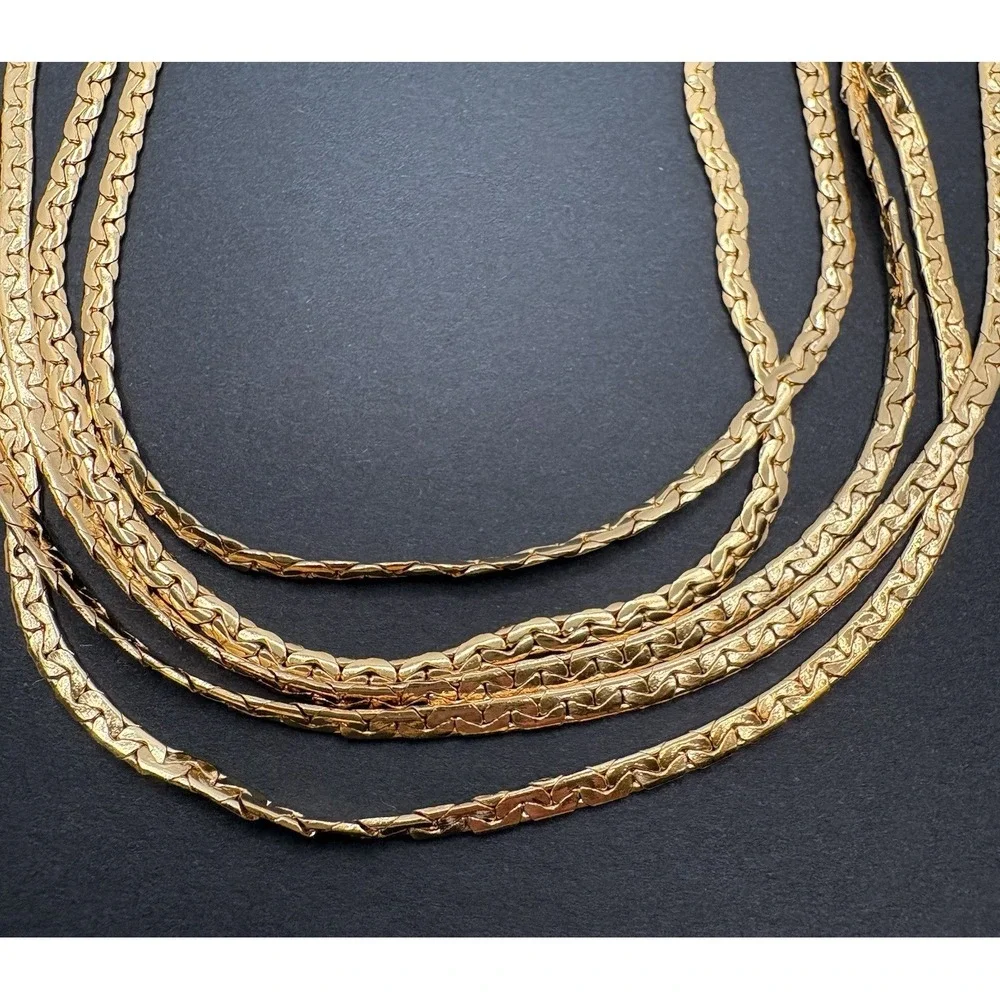 Trifari Multi-Strand Gold Tone Layered Necklace